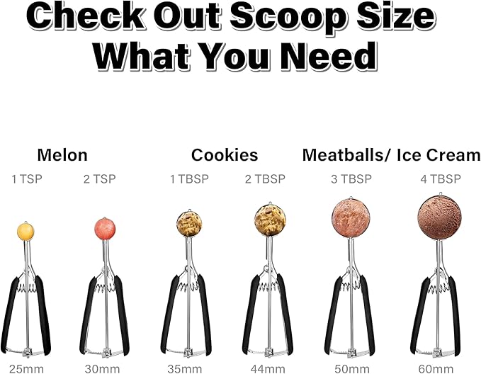 Extra Small Cookie Scoop 1 tsp, Professional Stainless Steel Tiny Ice Cream Scoop 25mm, Melon Baller Scoop Good Soft Grips, Quick Trigger Release