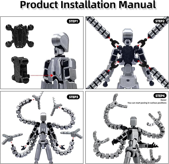 7.2 Inch T13 Assembly Completed Action Figure Accessories,T13 Multi-Jointed Movable,for Collectors Desktop Decorations t-13 Movability 3D Printed Toys