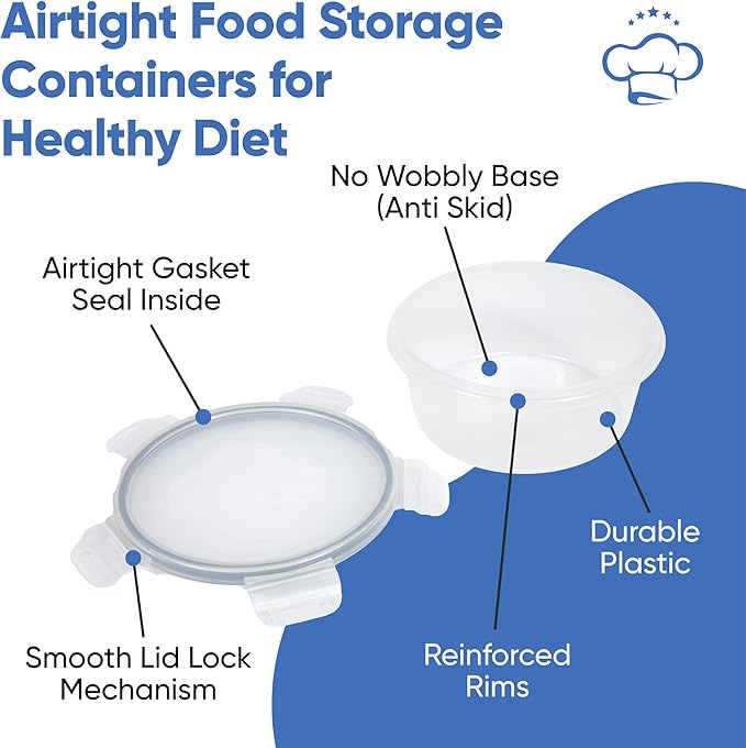 Chef's Path 32 Piece Airtight Food Storage Containers with Easy Snap Lids, 16 Containers and Lids, Stackable Kitchen and Pantry Canisters for Meal Prep and Food Storage - Transparent
