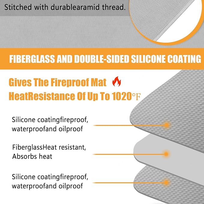 Heat Resistant Mat for Air Fryer,Deep Fryer,Oven,Gray 16x20in Hot Pads for Kitchen Counter Heat Protector,Deep Fryer Coffee Machine Accessories,Under Coffee Maker Mats for Quartz Countertop Protector