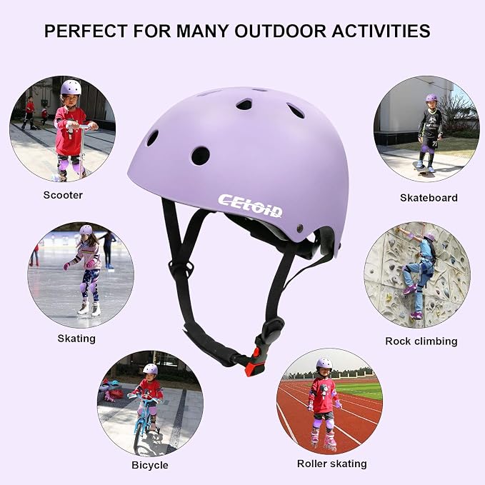 Kids Bike Skateboard Helmet Pad Set,Toddler Cyling Protective Gear Knee & Elbow Pads Wrist Guards for 5-8-10-12-14-16 Years Girls Boys Bicycle Scooter Roller Skate Inline Skating Rollerblading