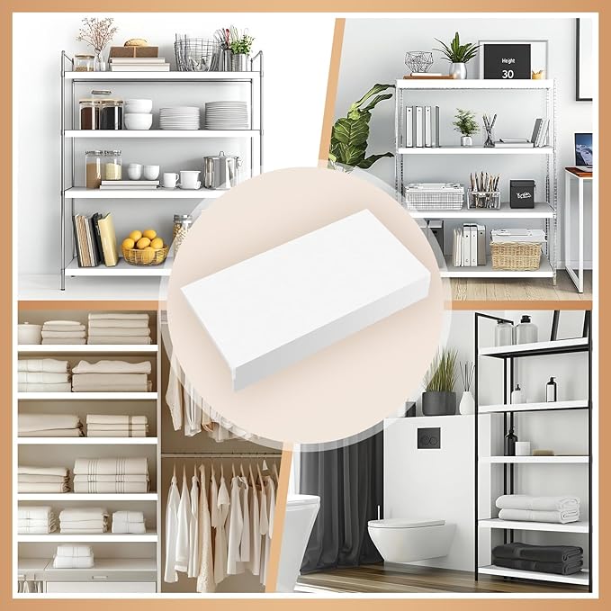 5 Pcs Wire Rack Covers 33x16x2.5 inch PVC Pantry Shelf Cover 0.31 inch Thick Removable Closet Wire Rack Shelf Covers,Decoration Kitchen Bathroom Office Shelving (Light Luxury White,33x16x2.5inch)