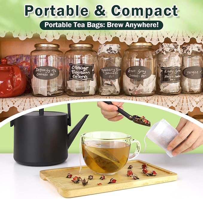600Pcs Disposable Tea Bags for Loose Leaf Tea, Empty Tea Filter Bags for Cooking, Infuser Sachets for Spice, Coffee, Herb and More (3.54x2.75 Inch)