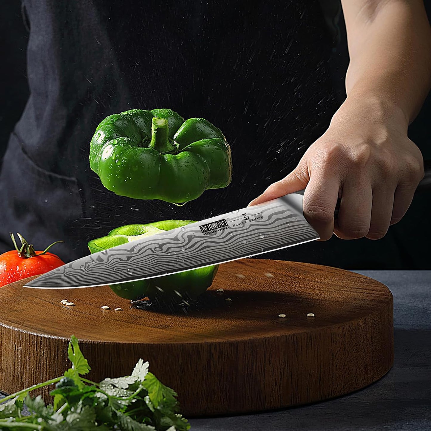 HOSHANHO 16-Piece Knife Set with Block, Ultra Sharp High Carbon Powder Steel Knife Block Set, Chef Knife Set Professional Kitchen Knives Set with Sharpener and Pakkawood Handle