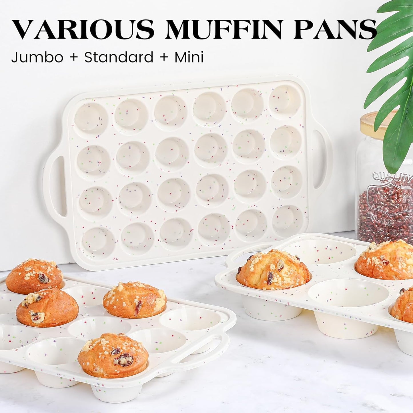 1 Pc Silicone Muffin Pan for Baking with Metal Frame, Nonstick 12 Cup Regular Size Cupcake Pan, Silicone Muffin Tray for Egg Bites (Cream)