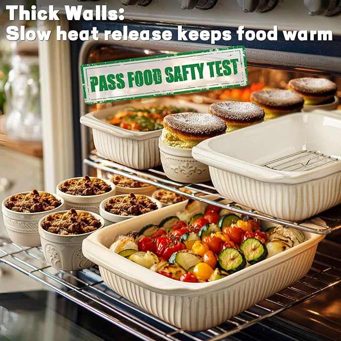 Artena Ramekins Oven Safe, Creme Brulee Ramekins, Embossed White Ceramic Souffle Pudding Custard Cups, Baking Dish, Dipping Bowls, Sauce Cups, Set Of 4 (Wheat Leaf, 8 oz)