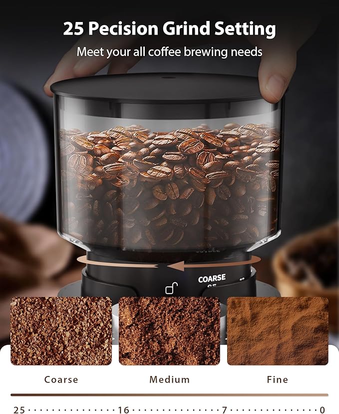 Conical Burr Coffee Grinder,3-Ear Portafilter Holder