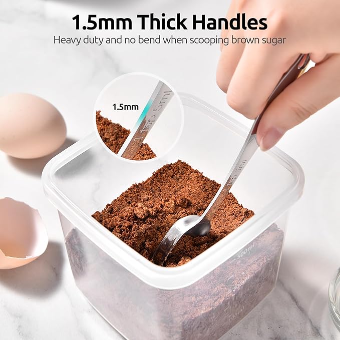 U-Taste 18/8 Stainless Steel Measuring Cups and Spoons Set of 10, and 18/8 Stainless Steel Square Measuring Spoons Set of 8 (Black+Silver)