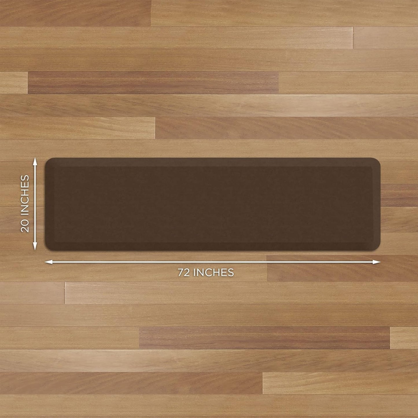 NewLife Anti Fatigue Nonslip Mat: Hard Floor Utility Mats for Garage, Patio and Kitchen - 20" x 72" x .5" - Vintage Leather Rustic Brown