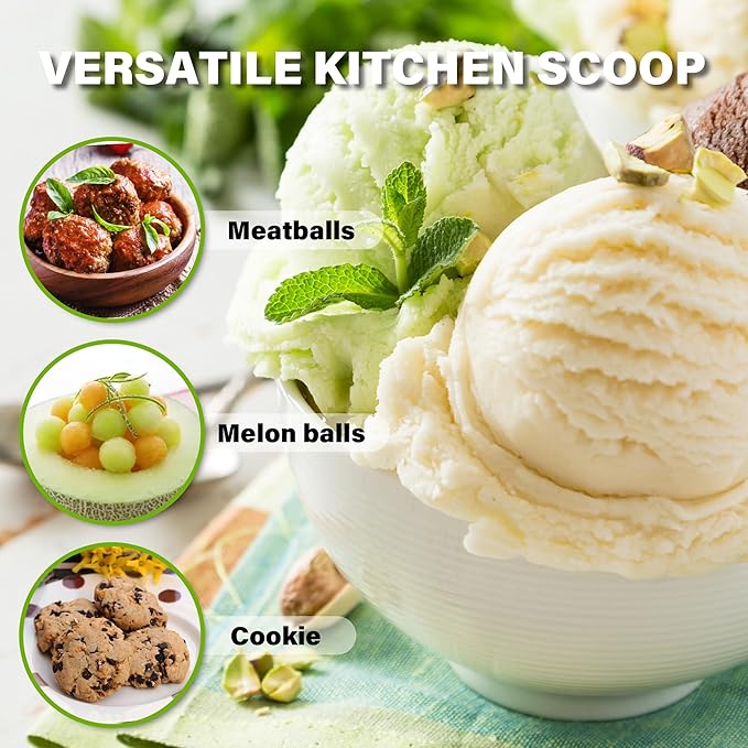 Extra Small Cookie Scoop, 1 Tsp Cookie Scoop, Mini Ice Cream Scoop for Melon Baller, Cookie Dough, 0.2oz/ 25mm, Easy Squeeze & Release, Sky Blue