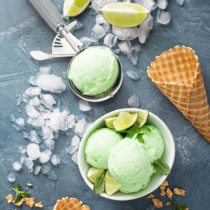 Reallnaive 8 Pcs Release Cookie Scoops Ice Cream Scooper with Trigger Release Portion Scoop Stainless Steel for Portion Control, Baking Food, Cookie Dough (4 oz,Gray)