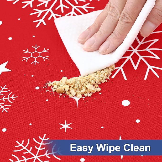 homing Rectangle Table Cloth Cover, Waterproof Polyester Elastic Fitted Tablecloth, Fits for 6 Foot Folding Tables, Washable Table Protector for Christmas, Holiday, Party (Snowflakes, 30" x 72")