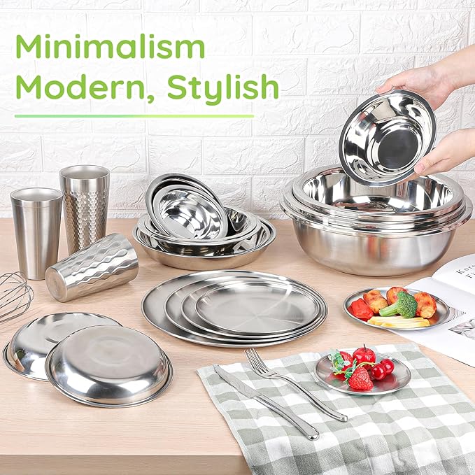 304(18/8) Stainless Steel Mixing Bowls for Kitchen, 6 Pack 5.5" Small Metal Mixing Cooking Bowls Set Stackable for Baking Serving Cooking Food Prep Storage Dishwasher Safe Lightweight
