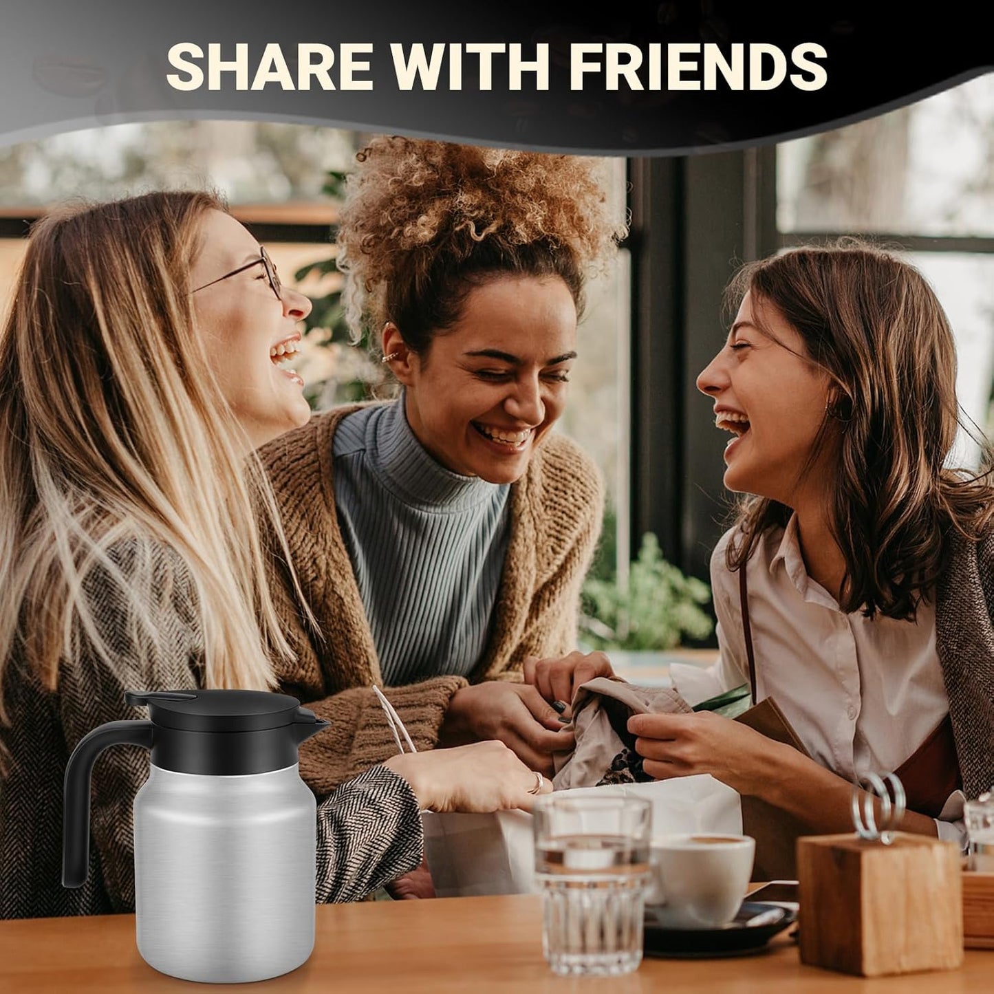 34Oz Thermal Coffee Carafes For Keeping Hot/Cold, Stainless Steel Coffee Carafe, Dustproof Insulated Water Carafe for Party/Home,Silver