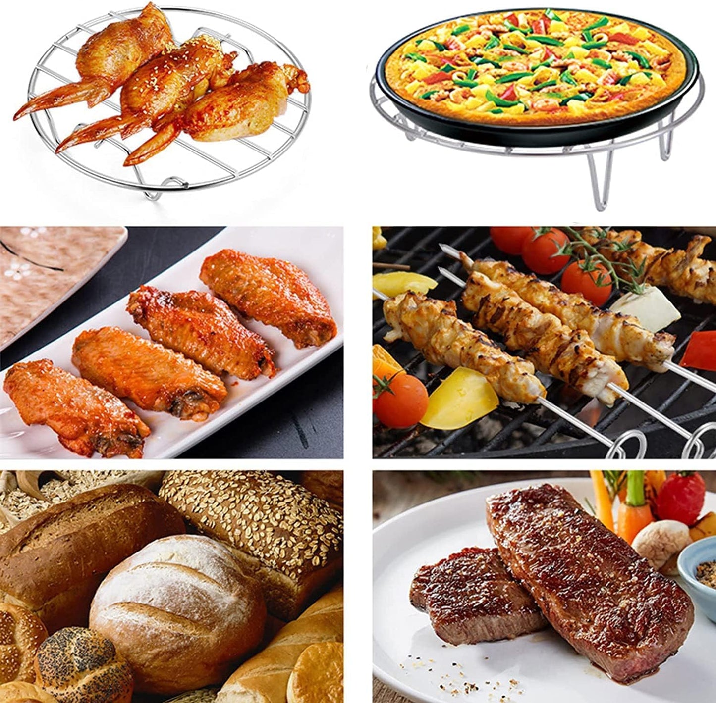 5.9" Round Cooking Rack Versatile Stainless Steel Grid Grill Steamer Rack, Fits Air Fryer Pot Pressure Cooker Canning