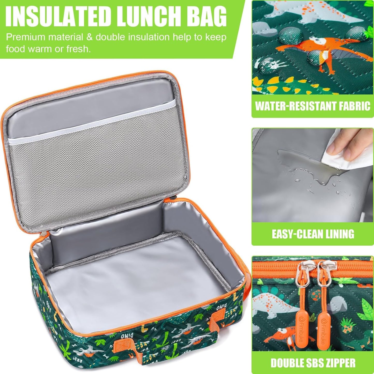 Fimibuke Kids Bento Lunch Box with 4 Compartments, Insulated lunch Bag, Stainless Steel Insulated Water Bottle, Ice Pack & Utensils Set, Birthday Gifts for Ages 3-12 Back to School Toddler Girls Boys