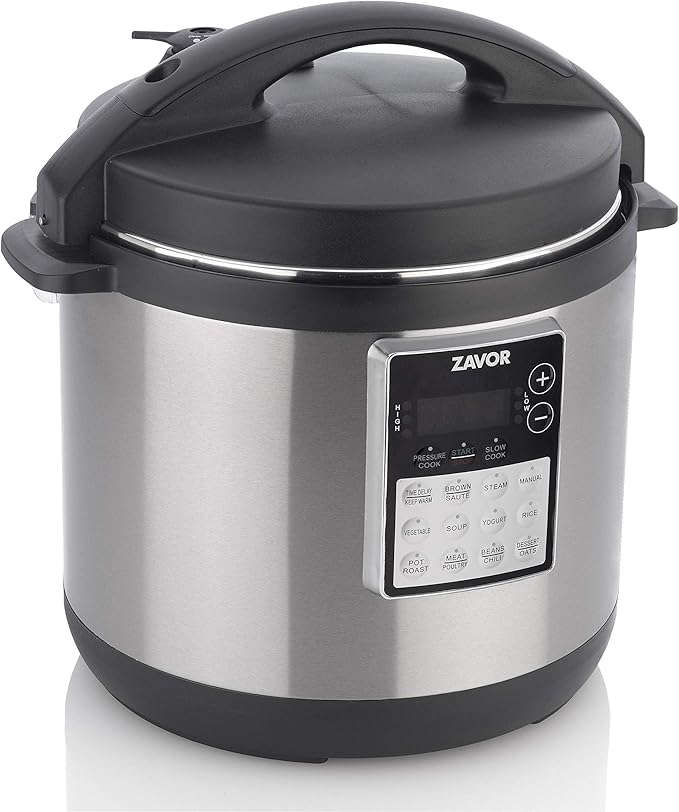 Zavor LUX Edge 6 Quart Programmable Electric Multi-Cooker: Pressure Cooker, Slow Cooker, Rice Cooker, Yogurt Maker, Steamer and more - Stainless Steel (ZSELE02)