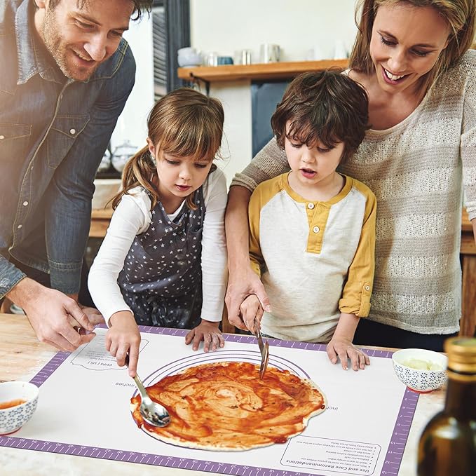Non Stick Pastry Mat,Extra Large Silicone Baking Mat with Measurement, Food Grade Dough Rolling Mat for Making Cookies Macarons Bread Pie Crust, Easy to Clean& Multi-Purpose