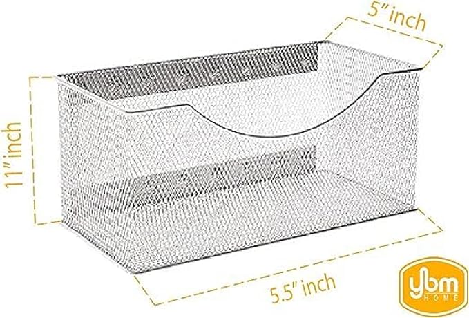 YBM Home Magnetic Basket Storage Organizer with 16 Strong Magnets for Metal Desk, Fridge, Whiteboard, and Wall Locker Accessories, Large (2-Pack)