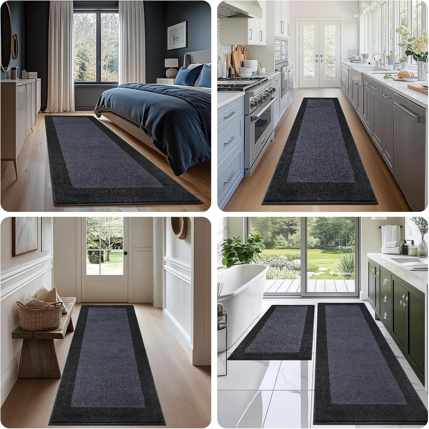 Machine Washable Kitchen Rug 32" x 48", Non Slip Indoor Door Rug, Absorbent Entrance Runner Rug for Bedroom, Hallway, Bathroom, Floor