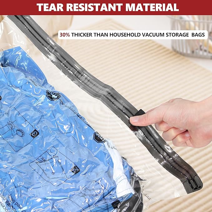 SUOCO Travel Vacuum Bags for Luggage with Portable Electric Pump, 8 Combo (2L/3M/3S) Packing Seal Bags for Clothing Suitcase Backpack, Space Saver Compression Clothes Storage Bags