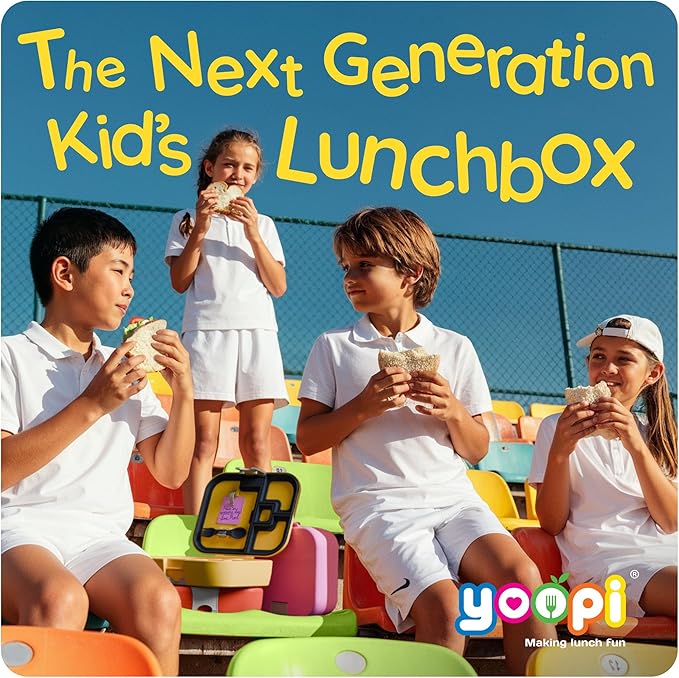 YOOPI Lunch Boxes for Kids–Toddler Bento Box with 4 Leakproof Compartment Food Bentobox Container,Lunch Box for School with Lunchbox Containers, Lightweight Sandwich Box & Snack Box (Light Pink)