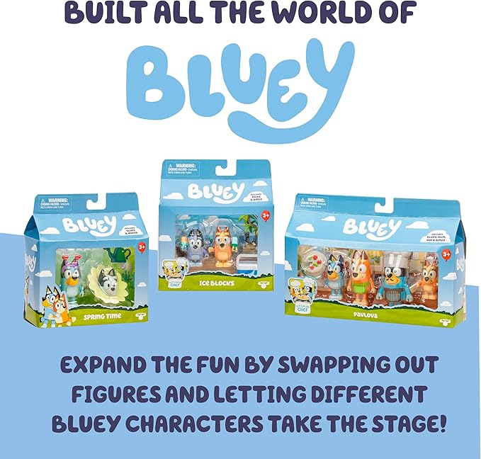 Bluey Action Heroes Toy Figures Set of 2, Articulated Character Toys with Karate and Jet Pack Figurines, Small Action Figures for Kids Ages 3+