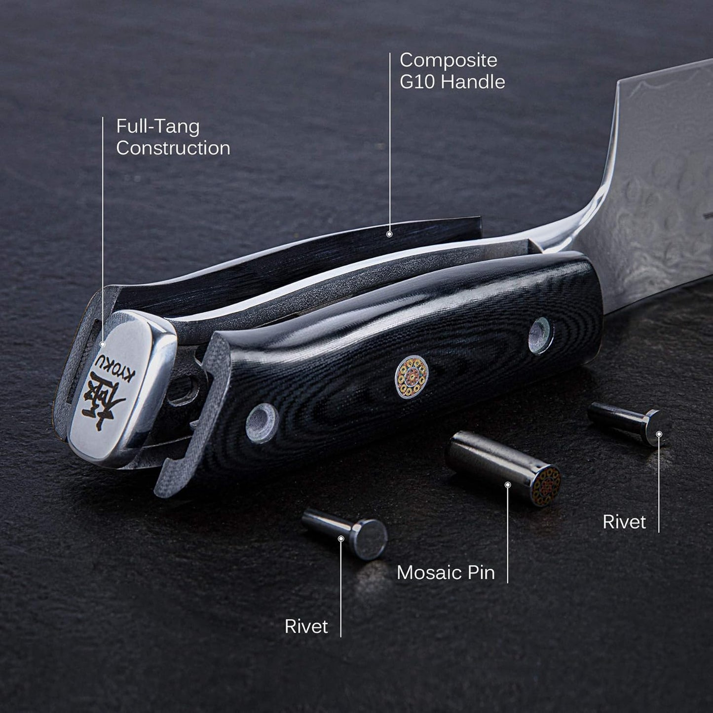 KYOKU Santoku Knife - 7" - Shogun Series - Japanese VG10 Steel Core Forged Damascus Blade - with Sheath & Case