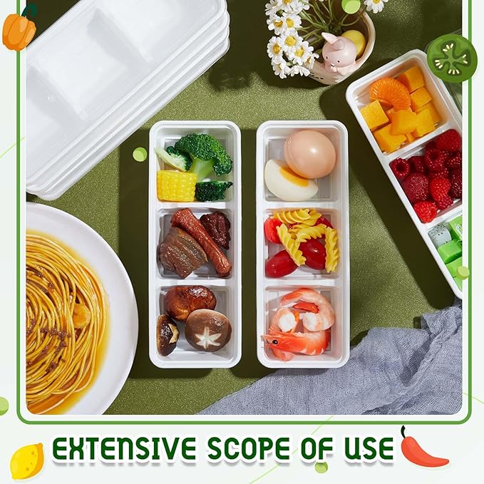 Hushee 50 Pack 17 oz Small Meal Prep Containers with 3 Compartments Snack Containers with Lid Disposable Plastic Bento Box Travel Lunch Food Boxes Stackable for Office Picnic (White)