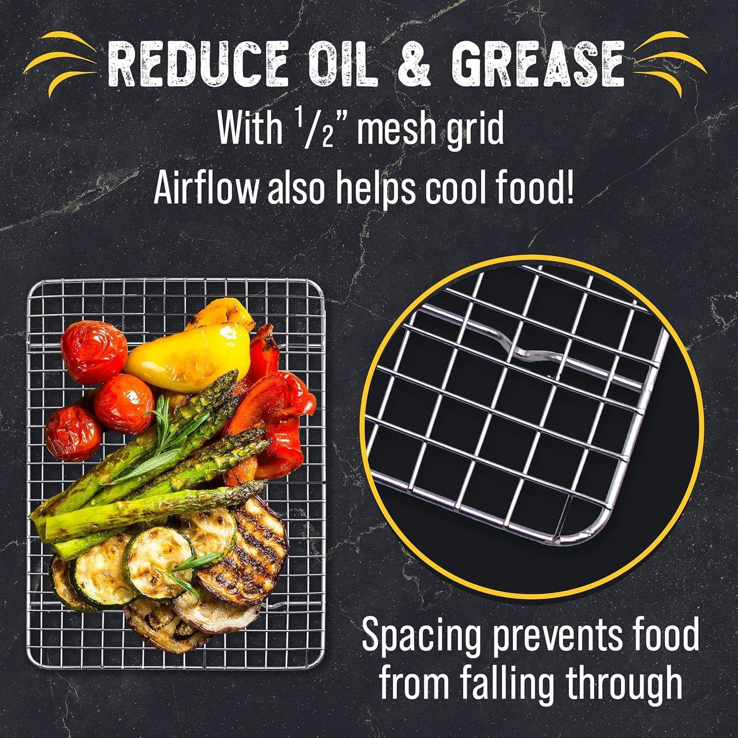 Checkered Chef Cooling Rack for Cooking and Baking - 17" x 12" Stainless Steel, Oven Safe Grid Wire Cookie Cooling Racks