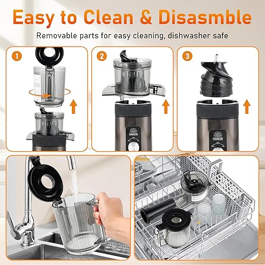 Cold Press Juicer - Juicer Machines with 4.3" Wide Feed Chute, 34oz Slow Masticating Juicer for Fruits and Vegetables, 99% High Juice Yield, Reverse Function, Dishwasher Safe