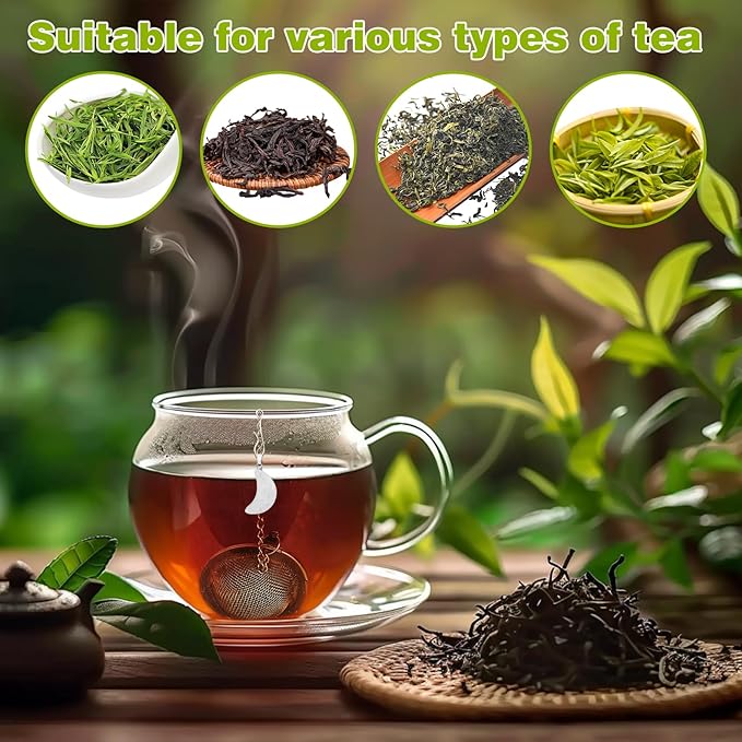 2Pcs Stainless Steel Mesh Tea Infuser, 2.1 inch Tea Ball with Crystal Moon Pendant,Tea Strainer Tea Diffuser Tea Steeper for Filtering Tea,Tea Infusers for Loose Tea (Crystal Moon, 2PC)