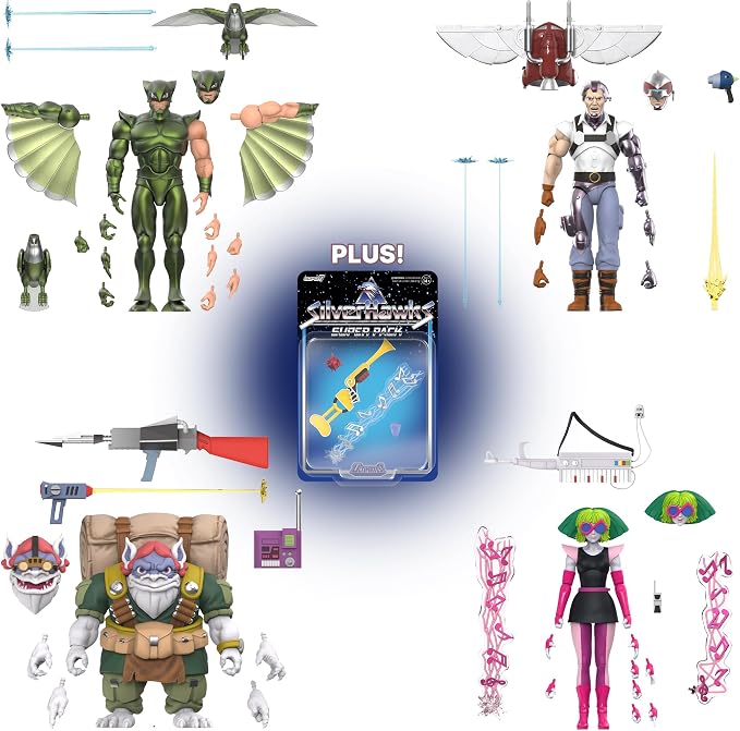 Super7 ULTIMATES! SilverHawks Condor (Toon) - 7" SilverHawks Action Figure with Accessories - Classic Cartoon Collectibles and Retro Toys