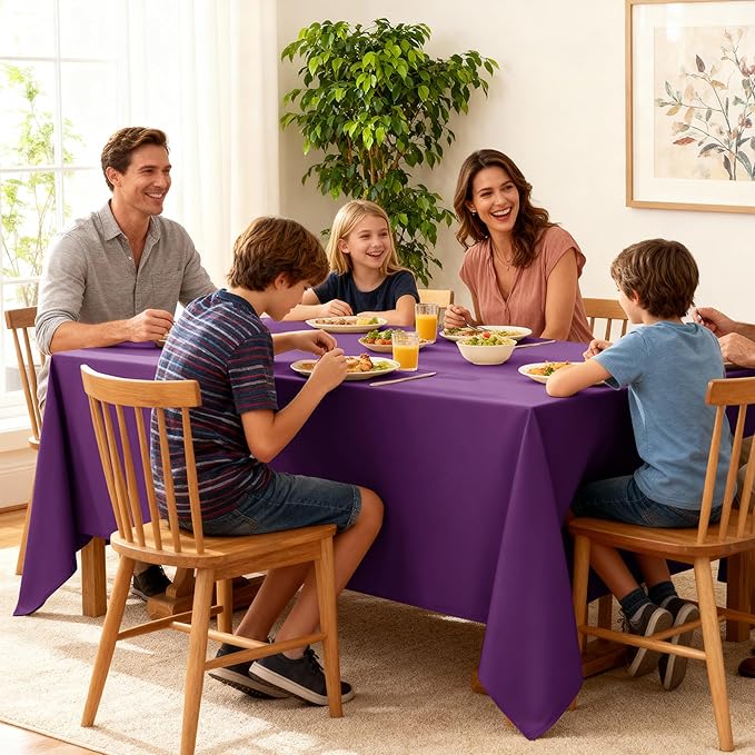10-Pack Purple Tablecloths for Rectangle Tables, 70 x 108 Inches, Stain-Resistant Polyester Fabric for 6 Foot Tables - Washable Table Covers for Weddings, Banquets, Birthday Parties, Events