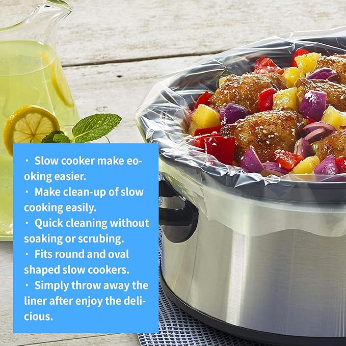 Slow Cooker Liners Small Size Pot Liners Disposable Cooking Bags Fit 1QT to 3QT Suitable for Slow Cooker and Oval & Round Pot (16)
