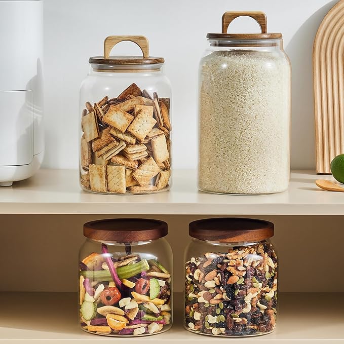 Sweejar Glass Jars for Laundry Room Organization, 90 ounce Laundry Pods Container, Glass Food Storage Jars with Airtight Lid, 1 Pack, Hand Lid