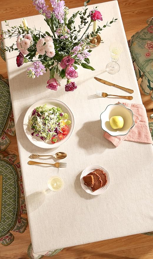 patdrea Designer Green Long Tablecloth for Rectangle Table,Vintage Linen Floral Leaves Pattern Table Cloth,Cover Decor for Kitchen Dining Christmas,Tea Party,Thanksgiving,63"x94"-Cecilia D