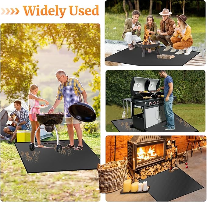 36" Square Fire Pit Mat/Under Grill Mat Fireproof Waterproof Oil-Proof, 4 Layers Fireproof Mat Fire Pit BBQ Pad Protect Mat for Deck Patio Grass Outdoor Wood Burning Fire Pit and BBQ Smoker