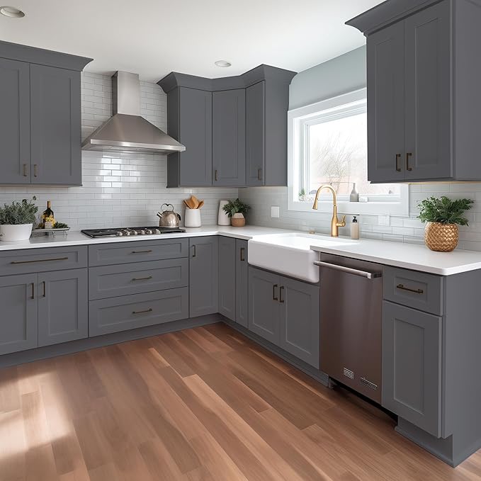Wall-Mounted Cabinet – Solid Wood Shaker Style Medicine Cabinet with Adjustable Shelves & Soft-Close Doors for Bathroom, Kitchen, and Office Storage (Pebble Gray, 39" W x 12" D x 30" H)
