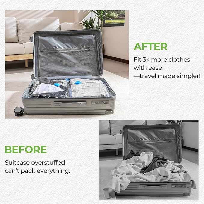 Vacuum Storage Bags for Travel - 12 Pack Compression Packing with Wireless Electric Pump for Luggage Vacuum Seal Bags for Clothes Suitcase Space Saver Organizer 4 XSmall/4 Small/4 Medium