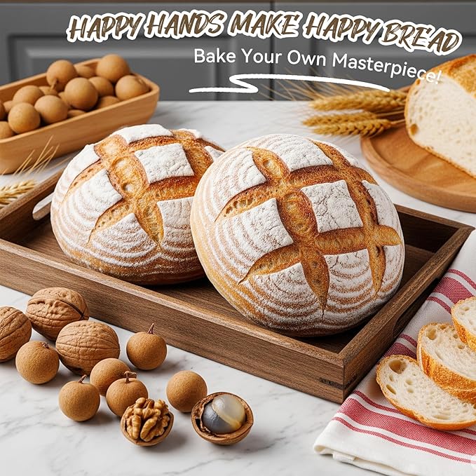 Banneton Bread Proofing Basket, Kikcoin Round Oval Proofing Basket Set of 3 (9" Round & 10" Round & 10" Oval), Sourdough Proofing Basket with Linen Liner, Bread Lame, Metal Scraper