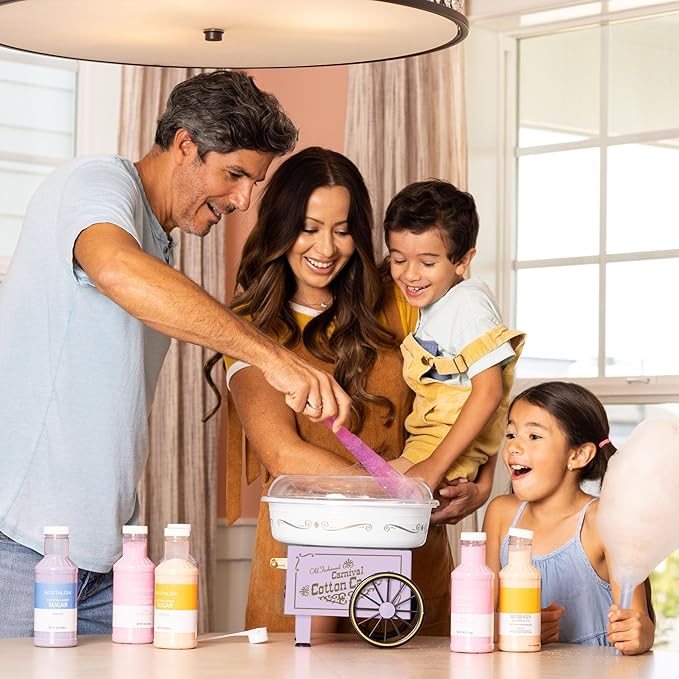 Nostalgia Vintage Hard and Sugar Free Candy Countertop Cotton Candy Maker, Includes 2 Reusable Cones And Sugar Scoop – Lavander