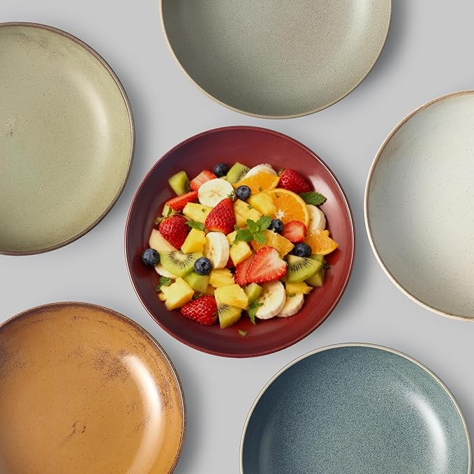 HAPPY KIT 9'' Pasta Bowls, 42oz Pasta Bowls Set of 4, Large Salad Bowl, Ceramic Serving Bowls,Double Reactive Glaze, Ideal for Housewarming, Festivals, Microwave Safe (Peacock Blue)