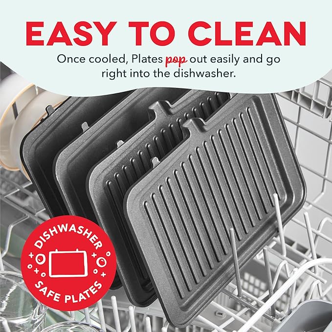 Dash MultiMaker® Flex Press Grill System, Grill and Griddle - Nonstick Removable Plates - Indoor Countertop Electric Grill for Sandwiches, Burgers, and Breakfast - Forged Iron