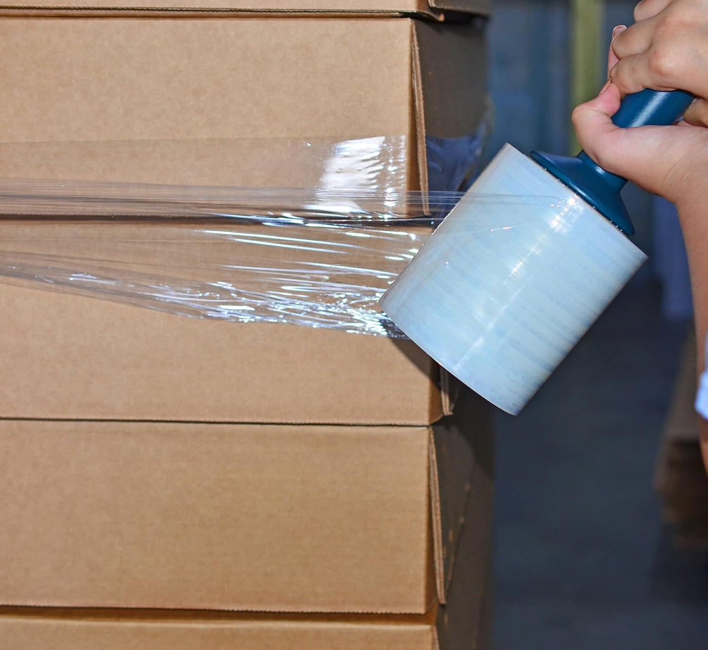 WOD SFCB80 Heavy Duty Hand Stretch Film Wrap 80 Gauge Thick with Dispenser - Clear Shrink Wrap Ideal for Moving, Packing, & Palletizing Applications: 5" in. x 1000 Ft (12-Rolls)