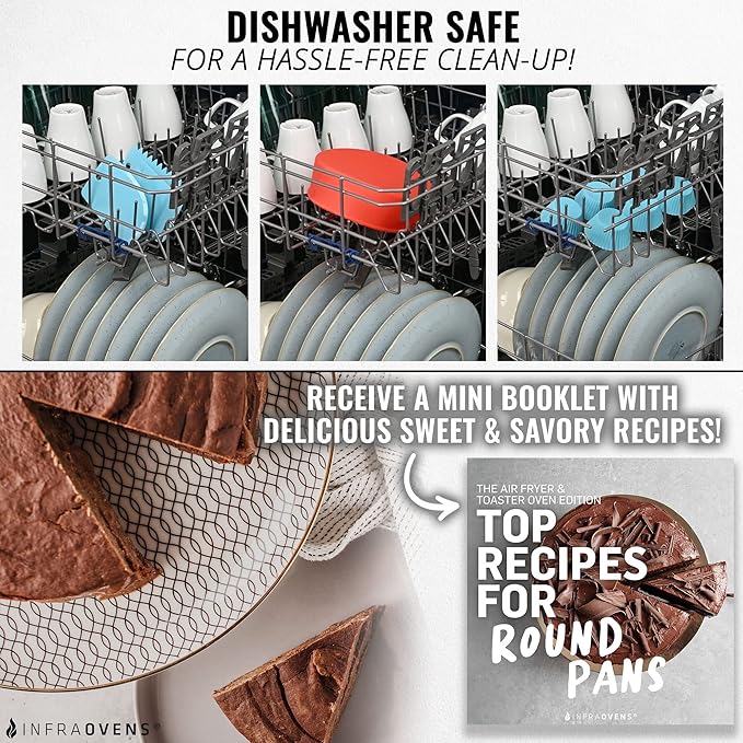 Air Fryer Baking Pan Set For Cosori TurboBlaze 9-in-1 6qt, Freezer Airfryer Bakeware Sets with Cupcake Liners & Kitchen Conversion Chart, Nonstick Round Cake Molds for Baking