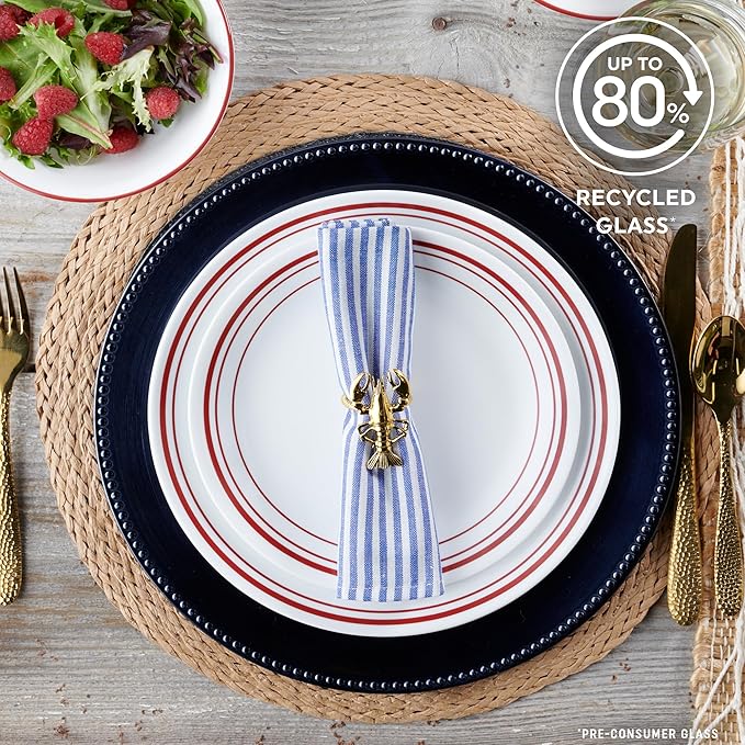 Corelle Vitrelle 18-Piece Service for 6 Dinnerware Set, Triple Layer Glass and Chip Resistant, Lightweight Round Plates and Bowls Set, Logan
