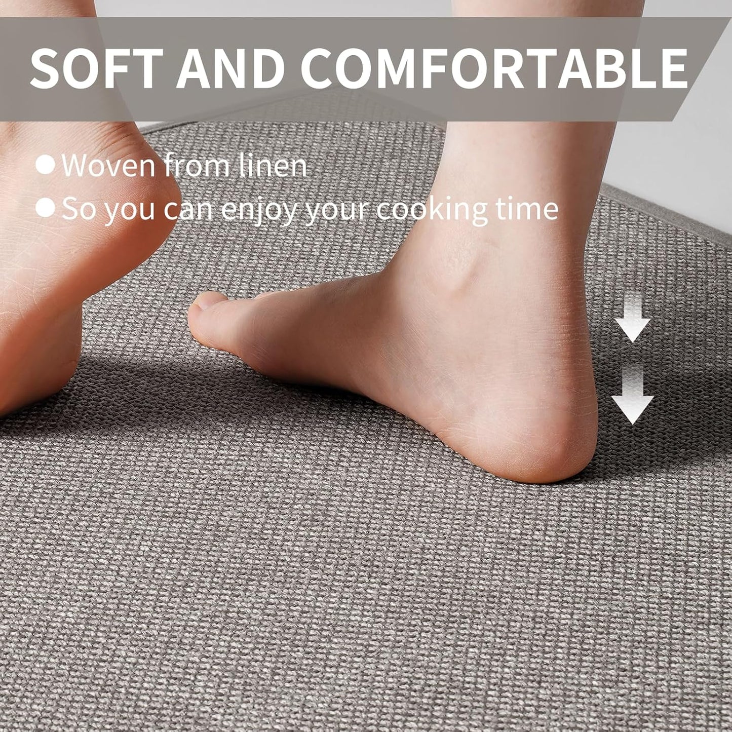 Kitchen Rugs and Mats Non Skid Washable Set of 2 PCS, Absorbent Runner Rugs for Kitchen, Front of Sink, Kitchen Mats for Floor, Grey 17x30+17x59