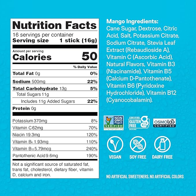 Liquid I.V.® Hydration Multiplier - Mango | Electrolyte Powder Drink Mix | 1 Pack (16 Servings)