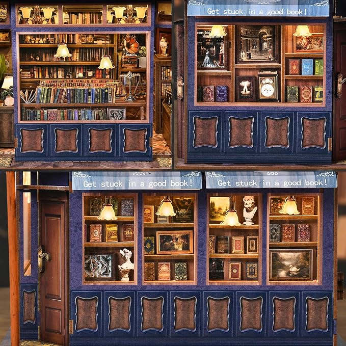 TOYQI Book Nook Kit, DIY Miniature Dollhouse Kit for Adults and Teens | Booknook Tiny House Kit Bookshelf Decoration 3D Wooden Puzzle Bookend